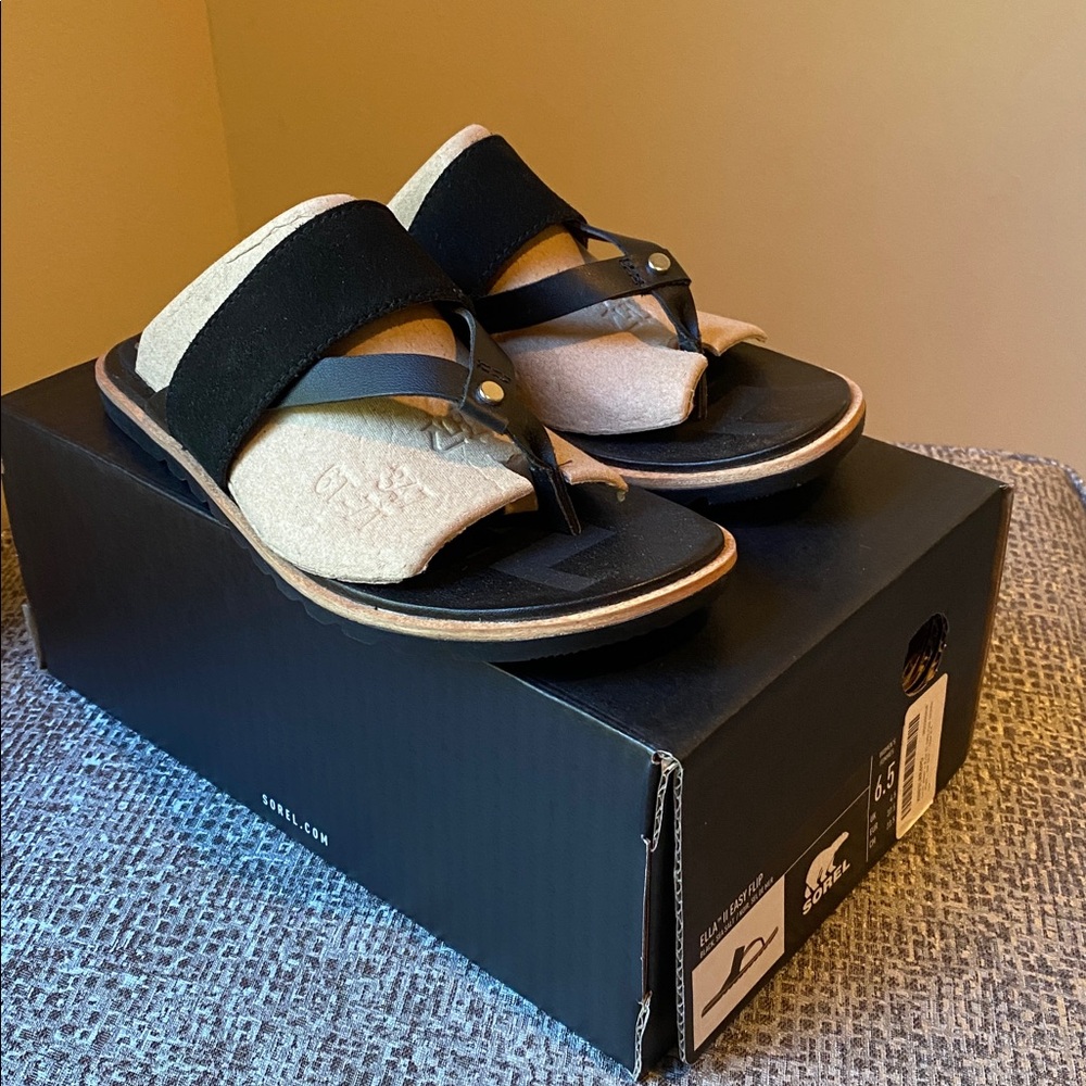Sorel Ella II Easy Flip 6.5 Black & Sea Salt